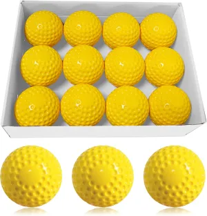 12 Pack Yellow Dimpled Baseballs, 9-Inch for Pitching Machine, Hand-Eye Coordination, Hitting and Fielding Practice