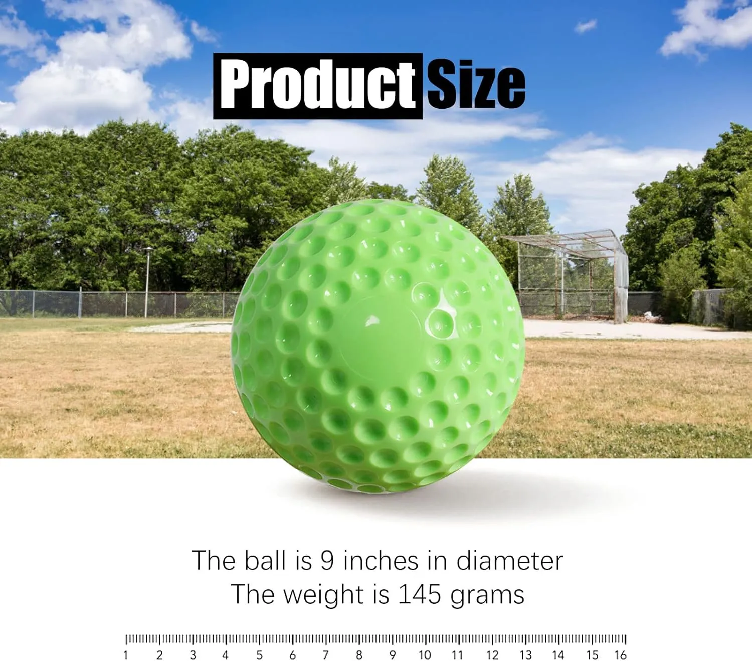 12 Pack Yellow Dimpled Baseballs, 9-Inch for Pitching Machine, Hand-Eye Coordination, Hitting and Fielding Practice