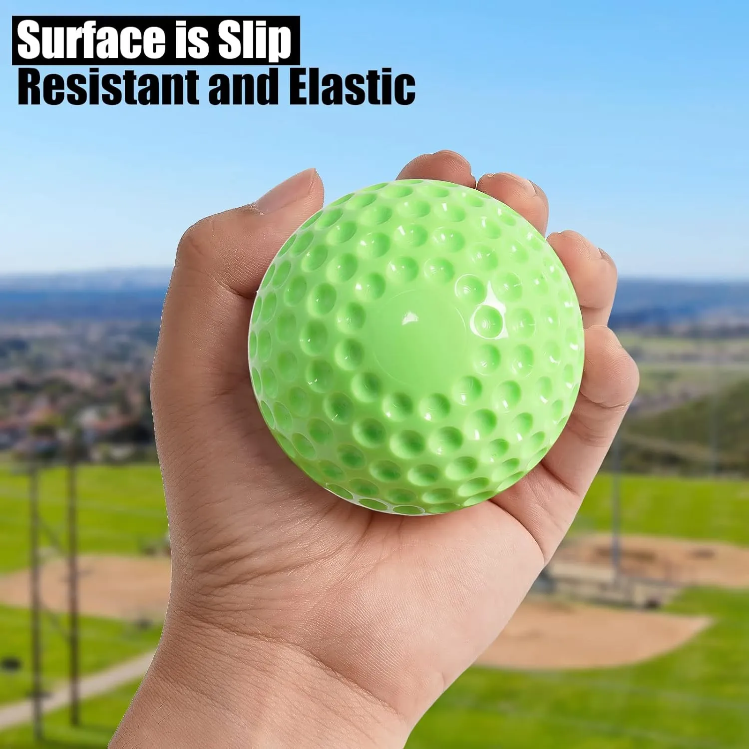 12 Pack Yellow Dimpled Baseballs, 9-Inch for Pitching Machine, Hand-Eye Coordination, Hitting and Fielding Practice