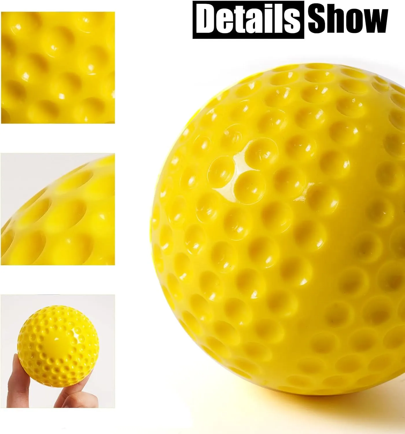 12 Pack Yellow Dimpled Baseballs, 9-Inch for Pitching Machine, Hand-Eye Coordination, Hitting and Fielding Practice