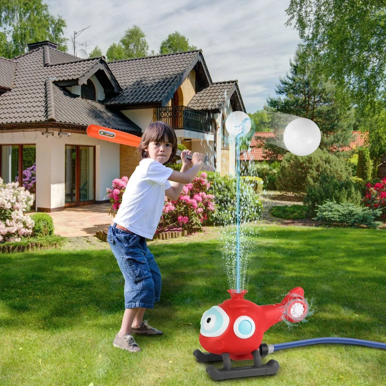 2-in-1 Water Sprinkler Baseball Helicopter Toy