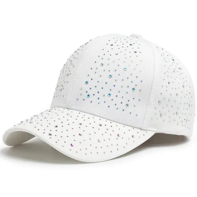 2024 New Women Colored Diamond Baseball Cap Summer Fashion Party Caps Cotton Luxury Designer Brand Sun Hat Adjustable