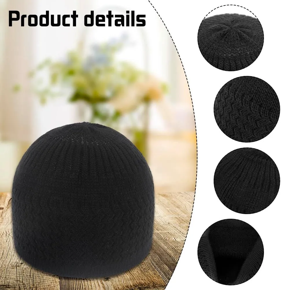 6 Pcs Knit Kufi Hats for Men Women Muslim Stretchy Skull Caps Cotton Helmet Liner Breathable Crochet Beanie Hat