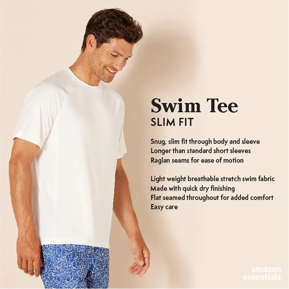 Amazon Essentials Men's Slim-Fit Short-Sleeve Quick-Dry UPF 50 Swim Tee