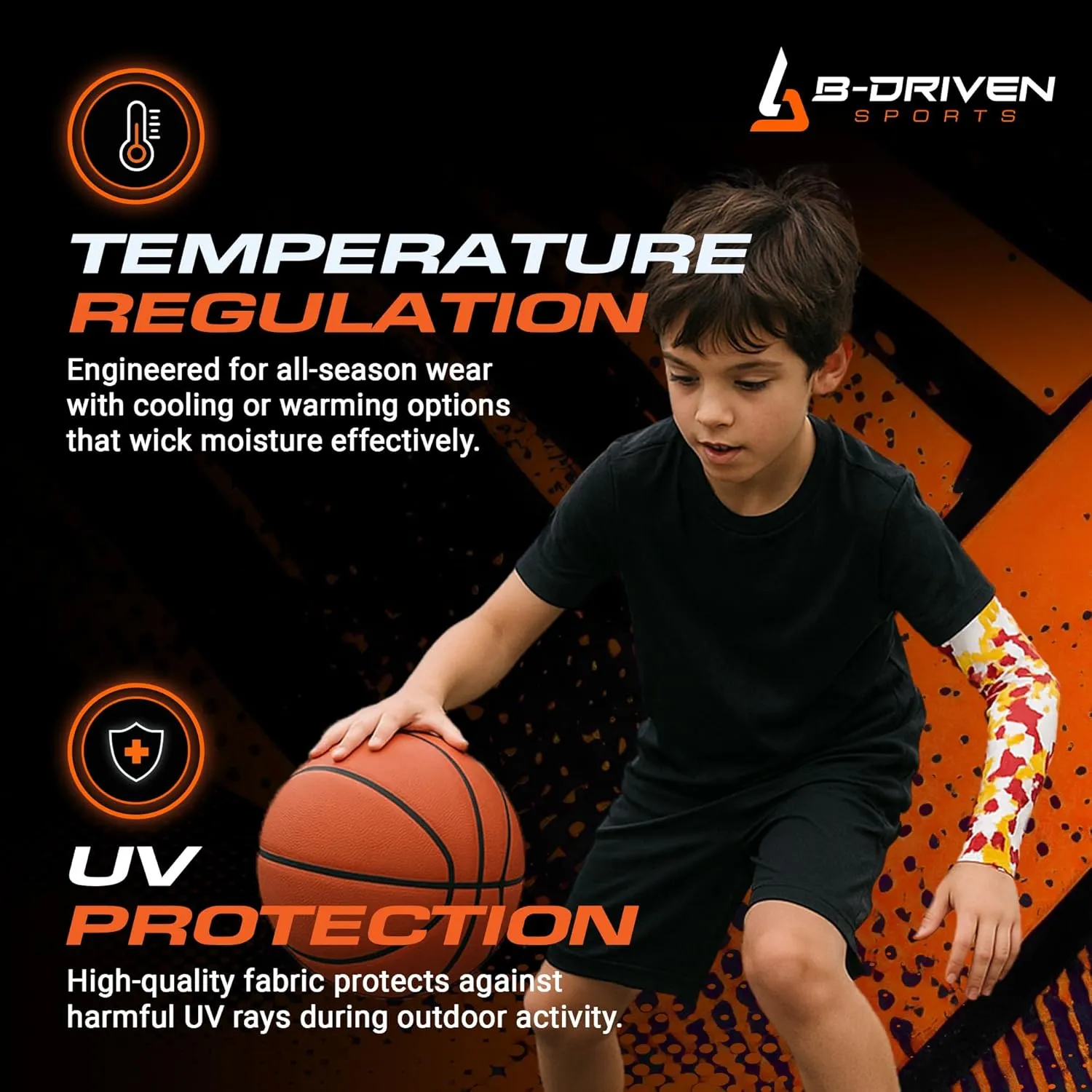 B-Driven Pro-Fit Sports Compression Arm Sleeve for Men Women & Youth Camouflage Designs  Support Circulation & Cooling