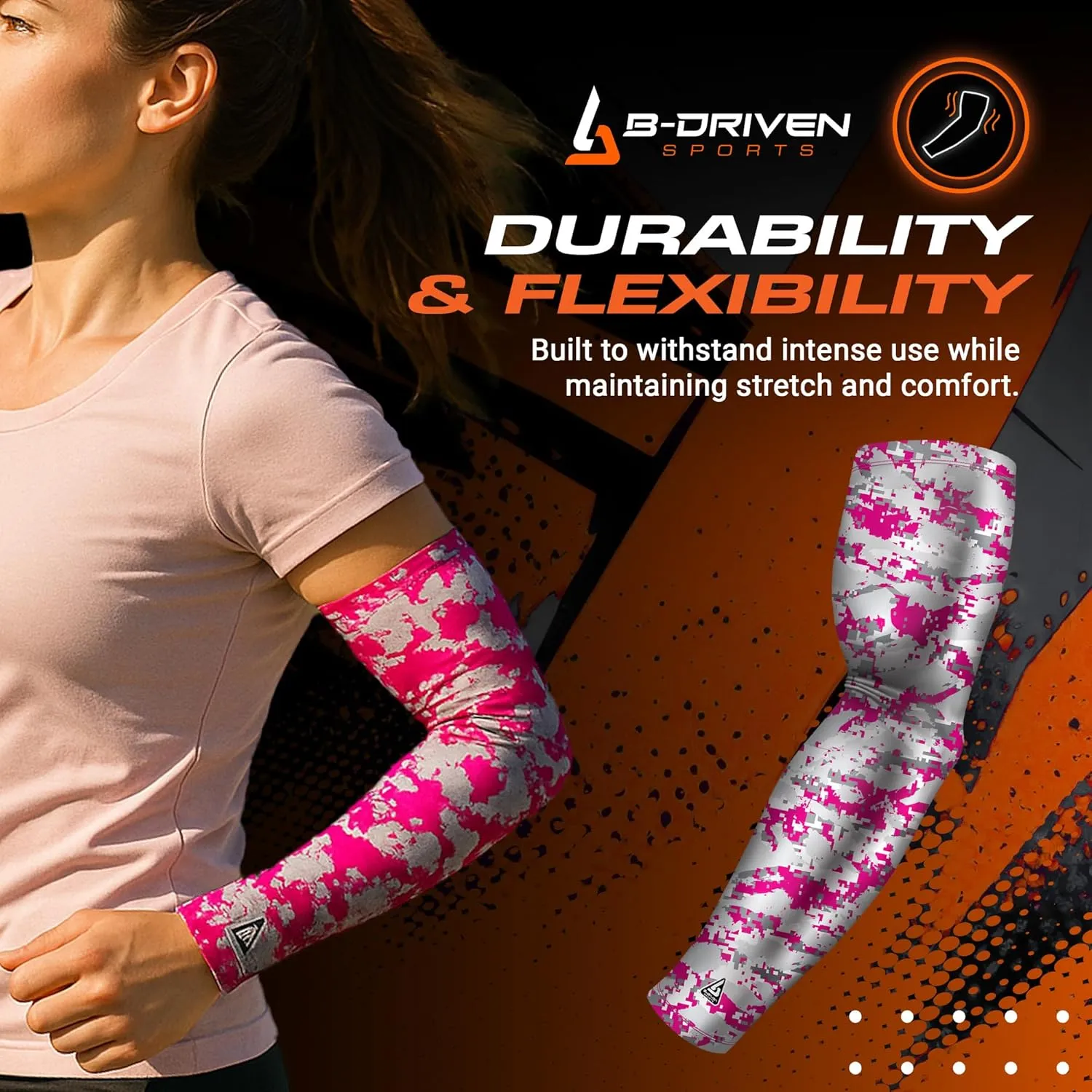 B-Driven Pro-Fit Sports Compression Arm Sleeve for Men Women & Youth Camouflage Designs  Support Circulation & Cooling