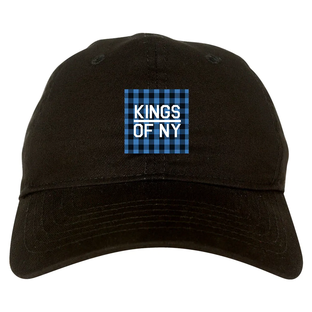 Blue Buffalo Plaid Box Logo Mens Dad Hat
