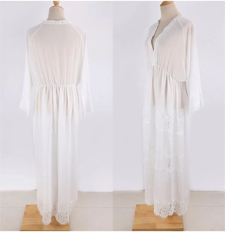 Chiffon Patchwork Long Dress Loose Beach Sun Protection