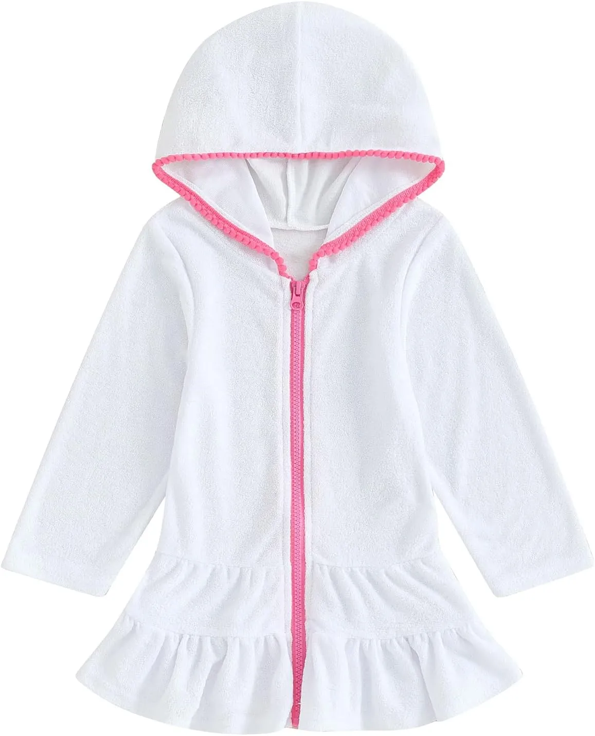 CIYCUIT Toddler Girls Swim Cover Up with Hood and Zipper