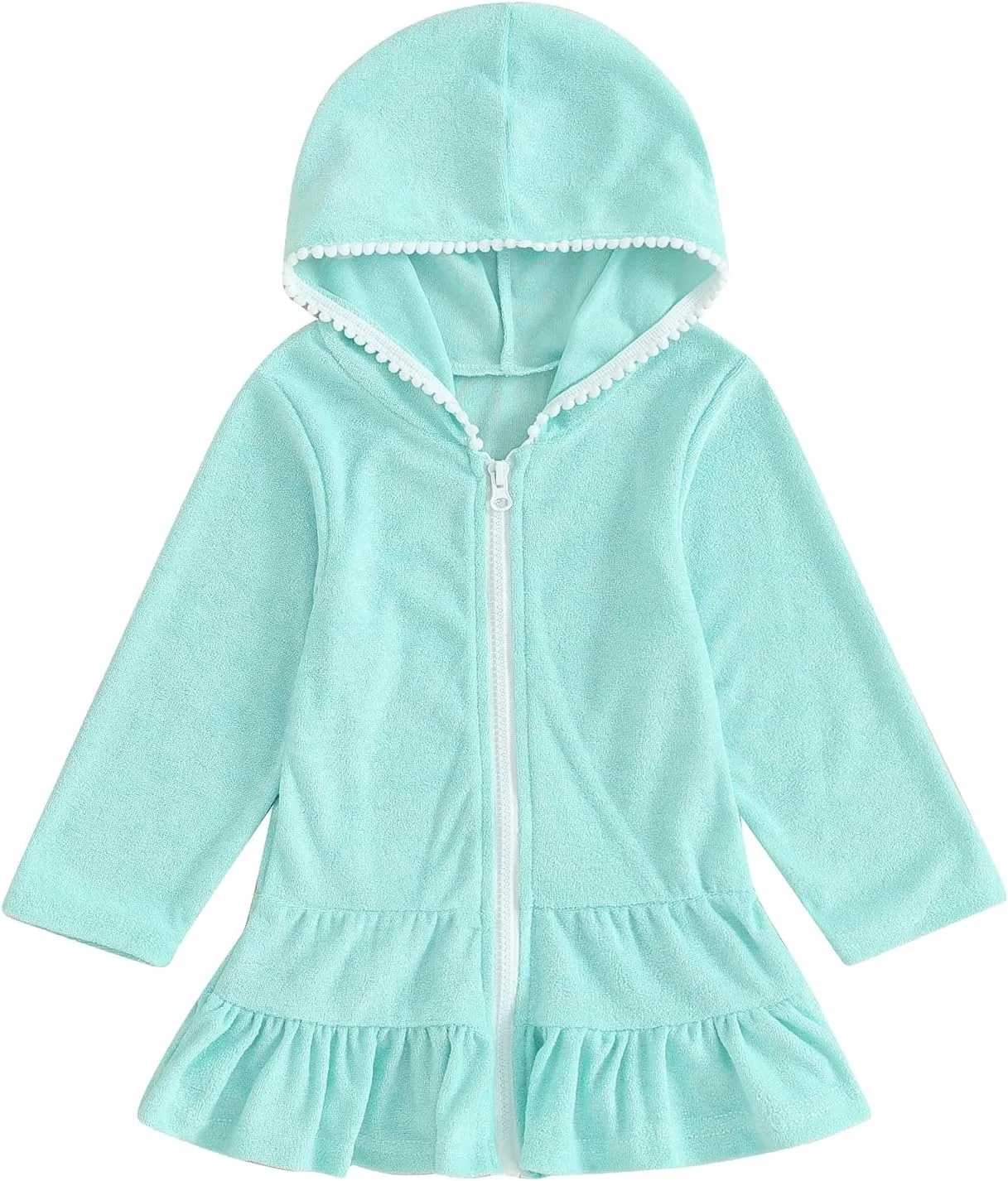 CIYCUIT Toddler Girls Swim Cover Up with Hood and Zipper