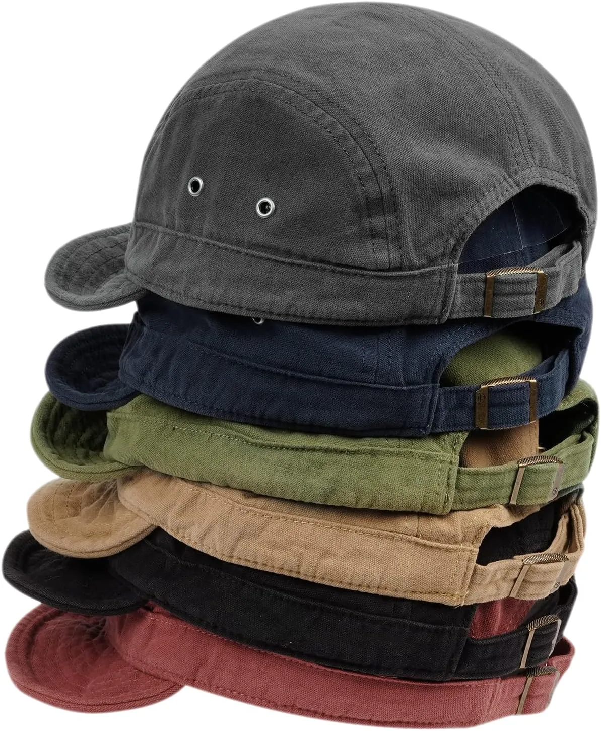 Clakllie Retro 5 Panel Short Brim Cap Casual Baseball Caps Dad Hat Flat Bill Snapback Fitted Caps Trucker Hat Short Cadet Cap