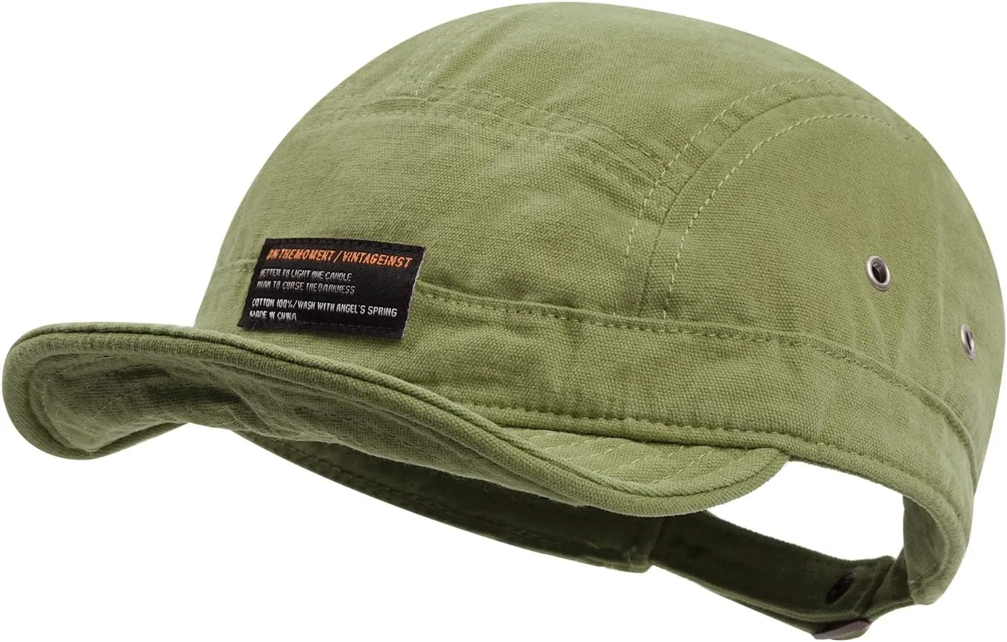 Clakllie Retro 5 Panel Short Brim Cap Casual Baseball Caps Dad Hat Flat Bill Snapback Fitted Caps Trucker Hat Short Cadet Cap