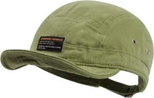Clakllie Retro 5 Panel Short Brim Cap Casual Baseball Caps Dad Hat Flat Bill Snapback Fitted Caps Trucker Hat Short Cadet Cap