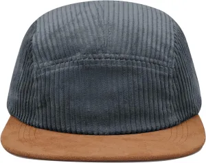 CLAPE 5 Panel Baseball Cap, Breathable Moisture-Wicking Corduroy Flat Brim Snapback Trucker Hat Adjustable Vintage Dad Hat