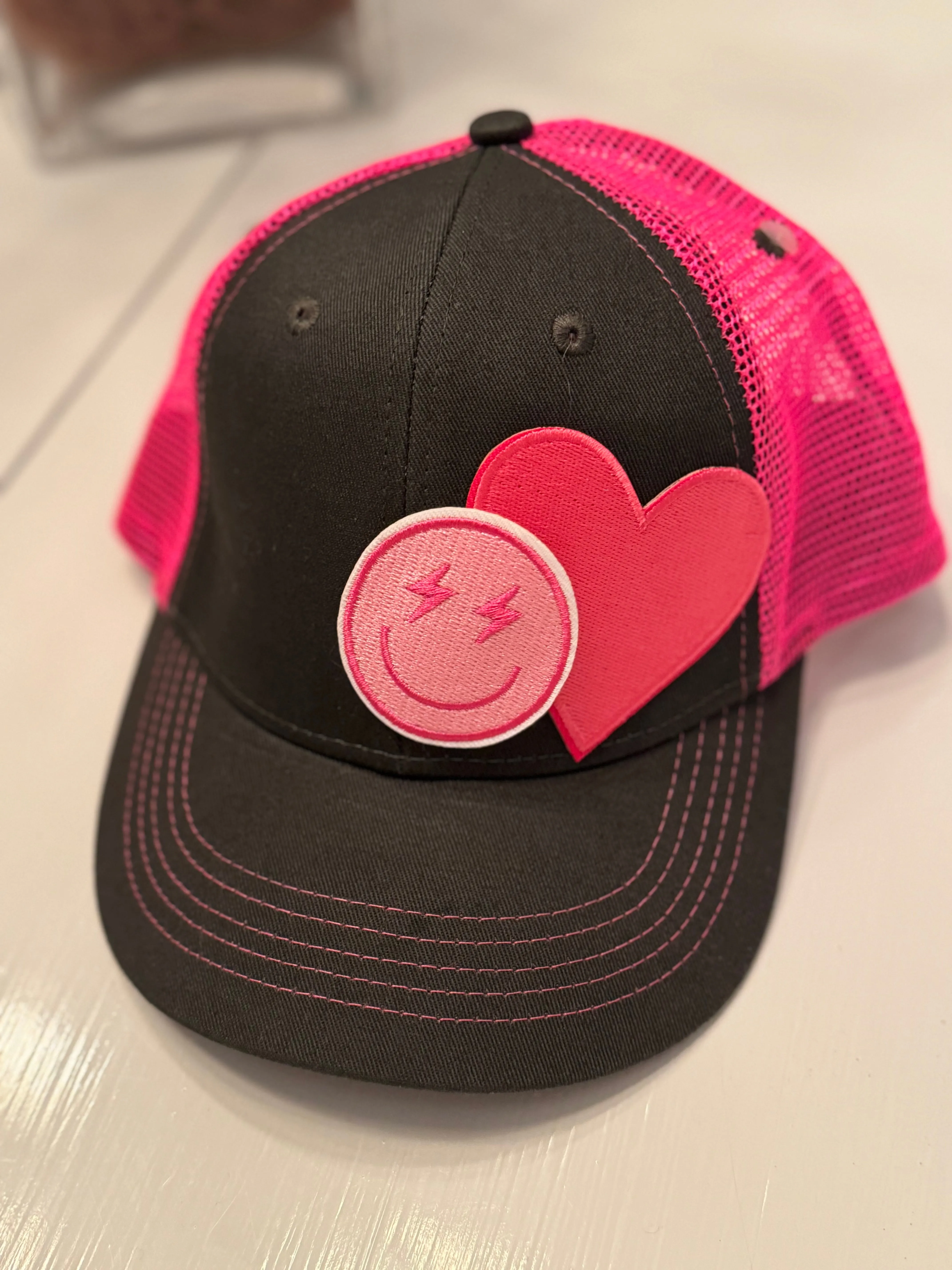Custom Girls Pink Heart Cap (Youth)