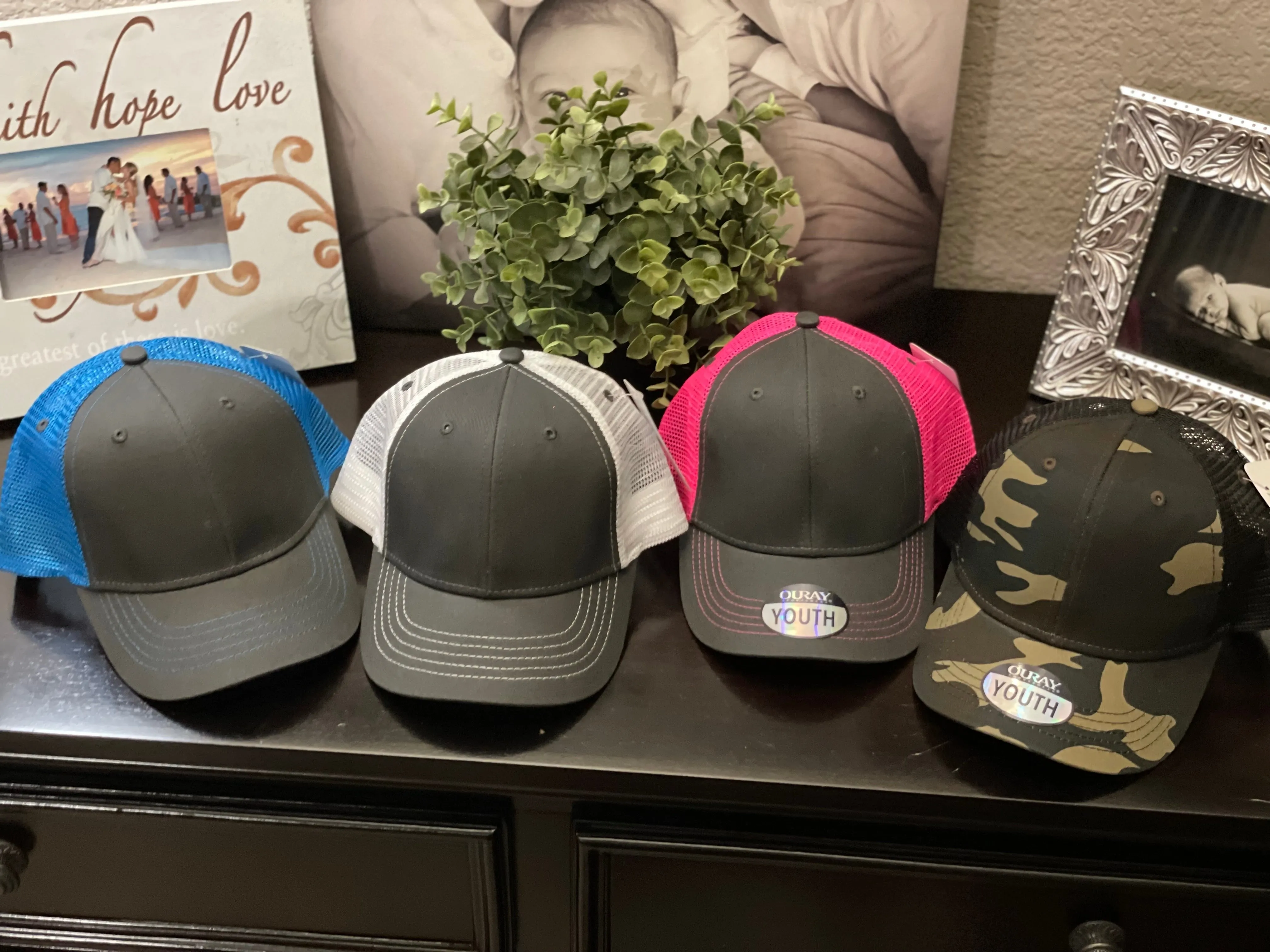 Custom Girls Pink Heart Cap (Youth)