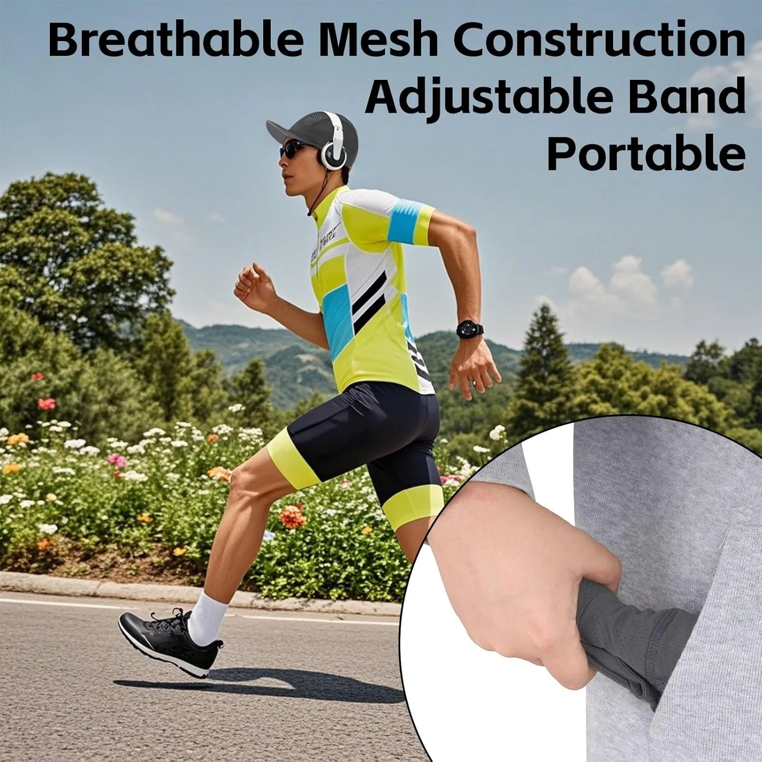 Cycling Cap for Men Women Bike Hat Under Helmet Liner Skull Cap for Summer Outdoor Sports Running Sun Protection Black