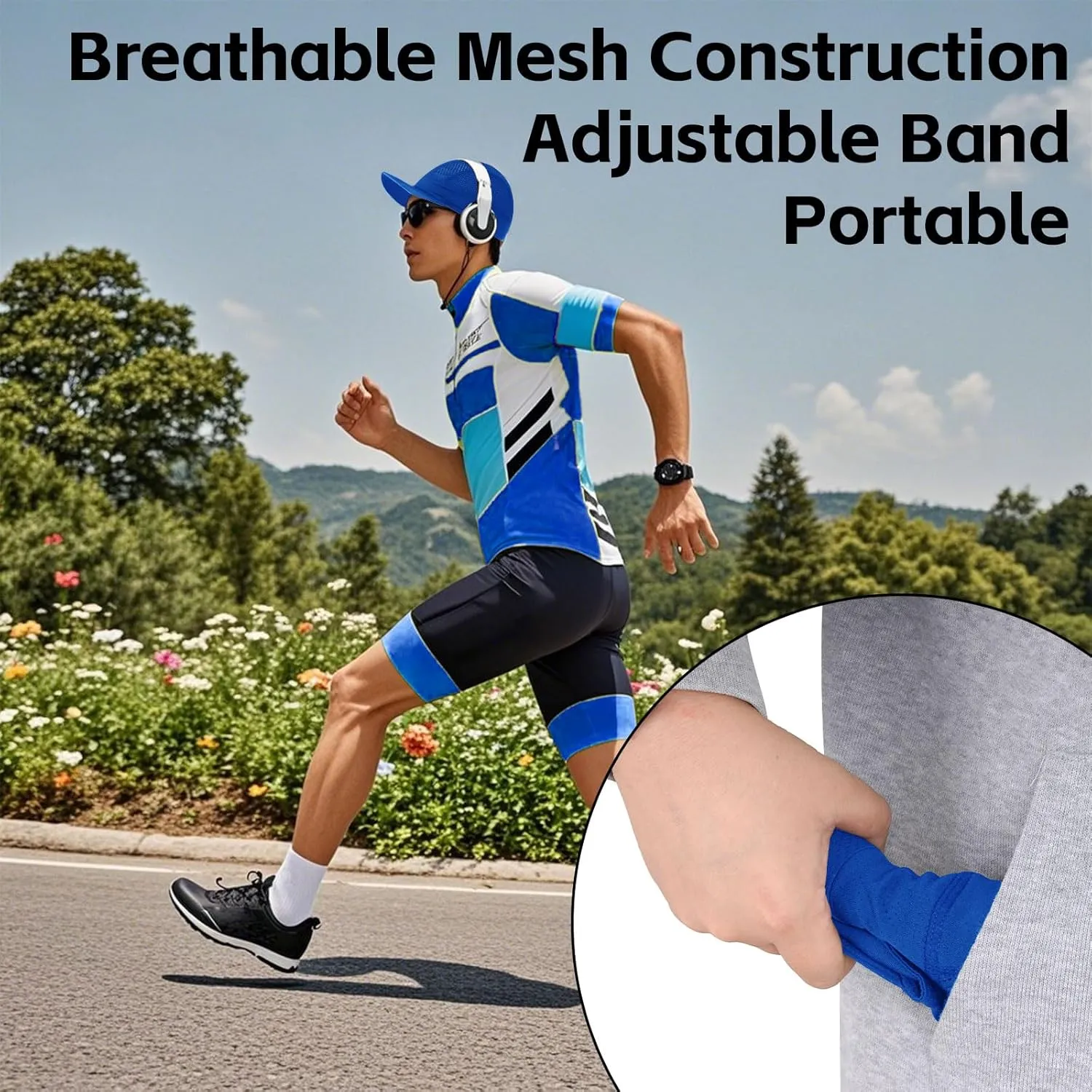 Cycling Cap for Men Women Bike Hat Under Helmet Liner Skull Cap for Summer Outdoor Sports Running Sun Protection Black
