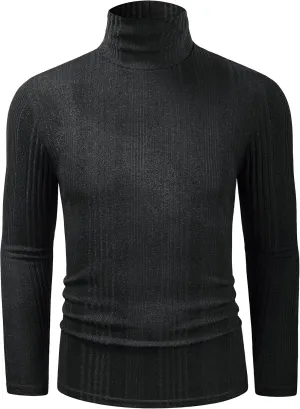 Derminpro Men's Slim Fit Soft Turtleneck Long Sleeve Pullover Lightweight T-Shirt