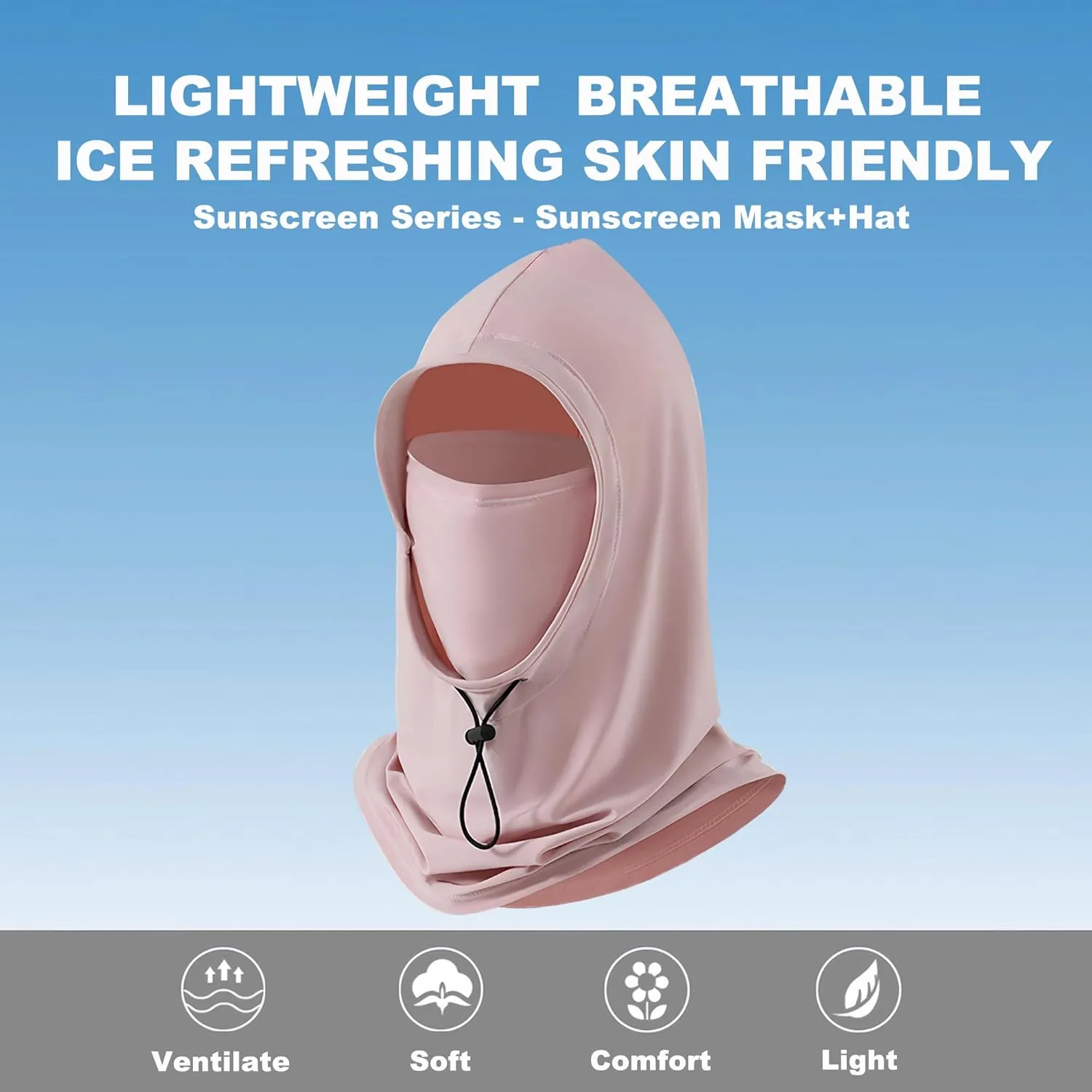 Detachable Balaclava Ski Mask, UV and Dust Resistant Face Mask, Lightweight, Breathable, Suitable for Cycling,Hiking