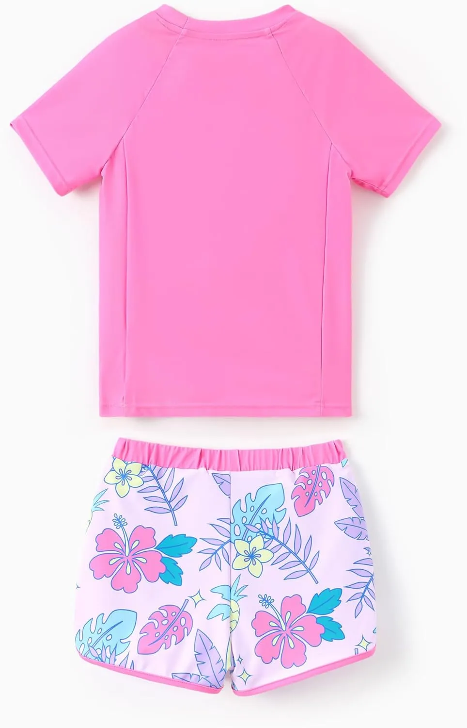 Disney Frozen Elsa Princess Girls Two Piece UPF 50  Protection Quick-Dry Short Sleeve Swim Sets Rashguard Bathing Suit