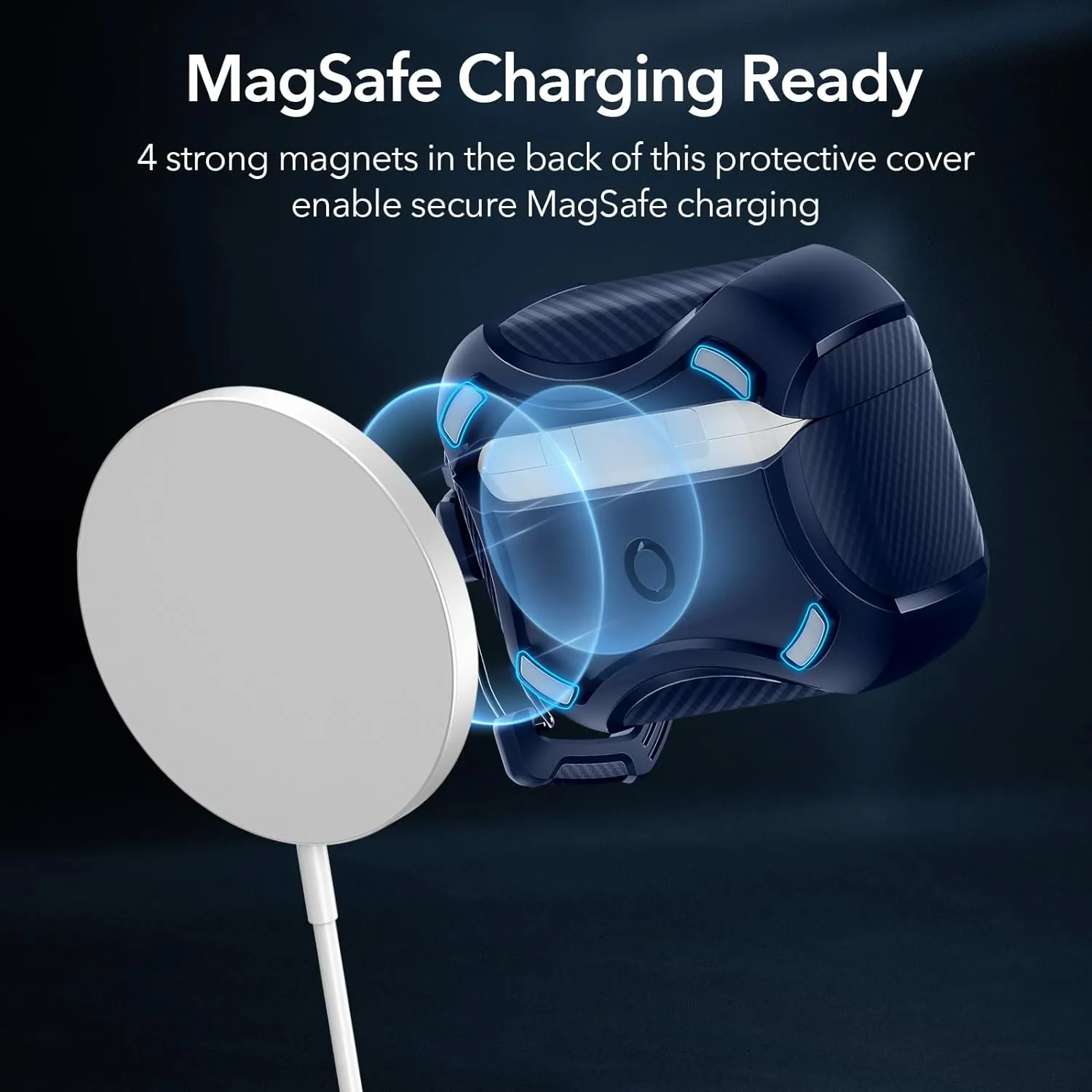 ESR for AirPods Pro 2nd Generation Case (HaloLock), Compatible with Airpods Pro Case 2nd/1st Gen (2023/2022/2019), Compatible with MagSafe, Powerful Drop Protection, Magnetic Lid, Navy Blue