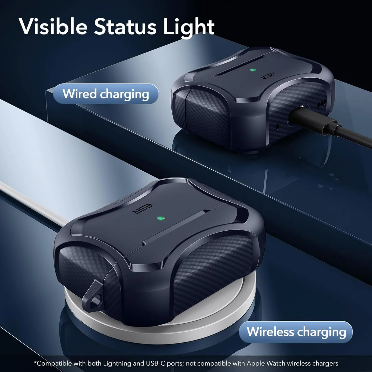 ESR for AirPods Pro 2nd Generation Case (HaloLock), Compatible with Airpods Pro Case 2nd/1st Gen (2023/2022/2019), Compatible with MagSafe, Powerful Drop Protection, Magnetic Lid, Navy Blue