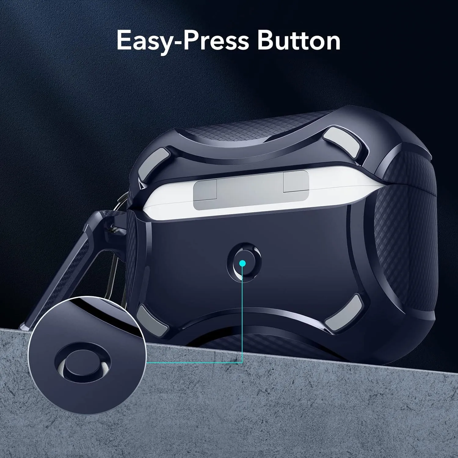 ESR for AirPods Pro 2nd Generation Case (HaloLock), Compatible with Airpods Pro Case 2nd/1st Gen (2023/2022/2019), Compatible with MagSafe, Powerful Drop Protection, Magnetic Lid, Navy Blue