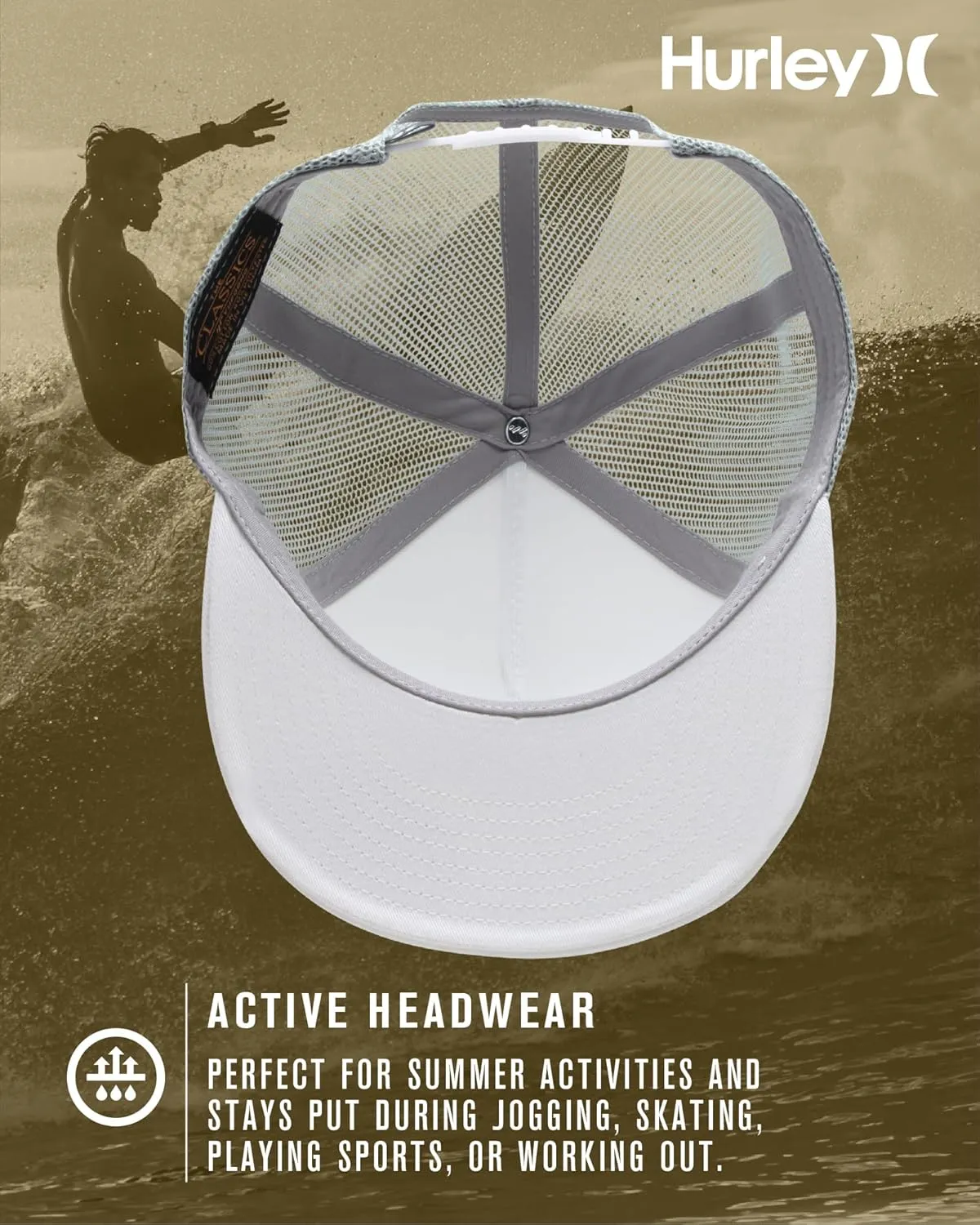 Hurley Men's Caps - Flat Brim Mesh Panel Baseball Cap Trucker Hat - Snap Back Hats for Men