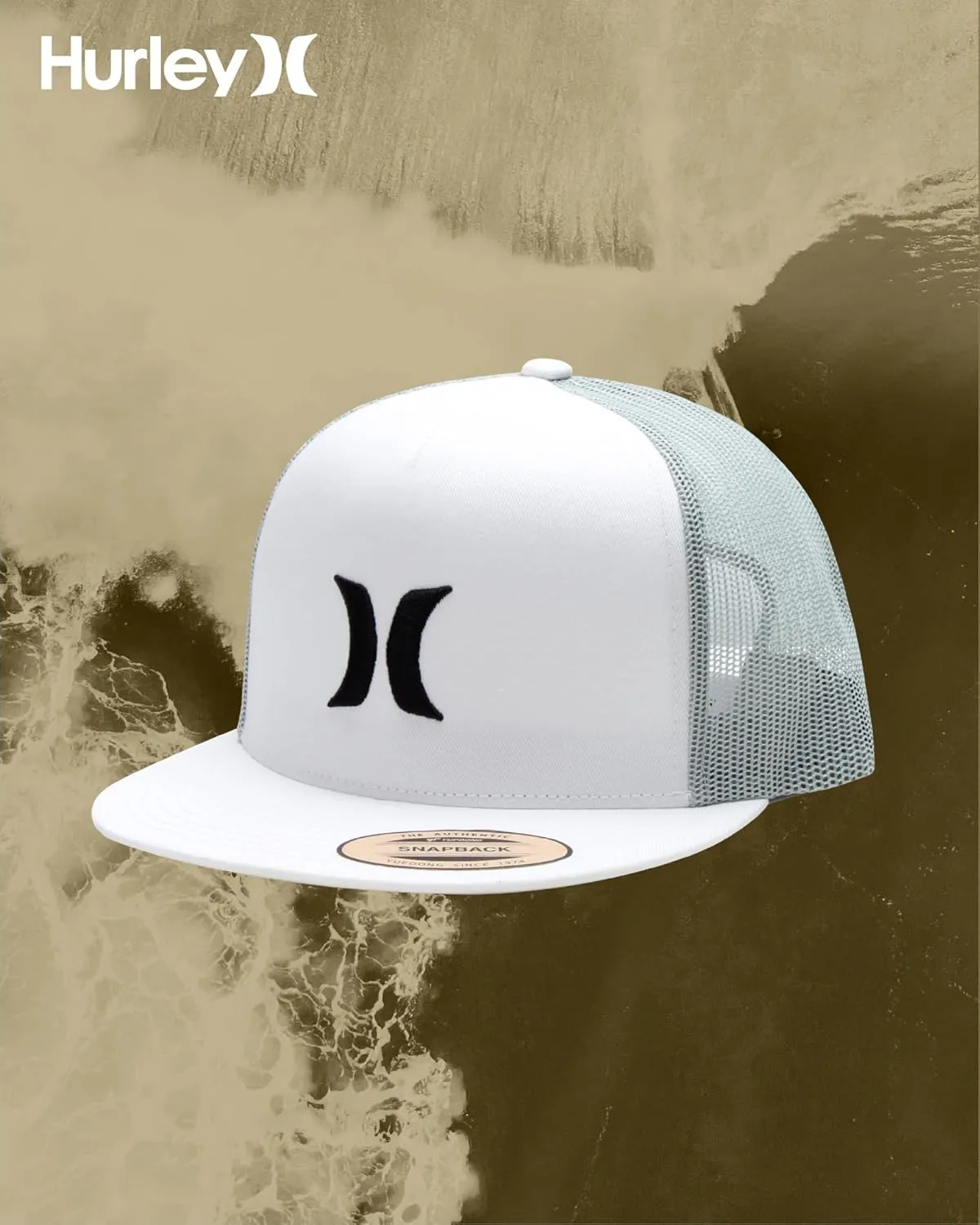 Hurley Men's Caps - Flat Brim Mesh Panel Baseball Cap Trucker Hat - Snap Back Hats for Men