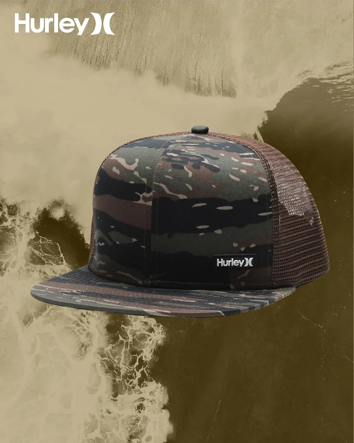 Hurley Men's Caps - Flat Brim Mesh Panel Baseball Cap Trucker Hat - Snap Back Hats for Men