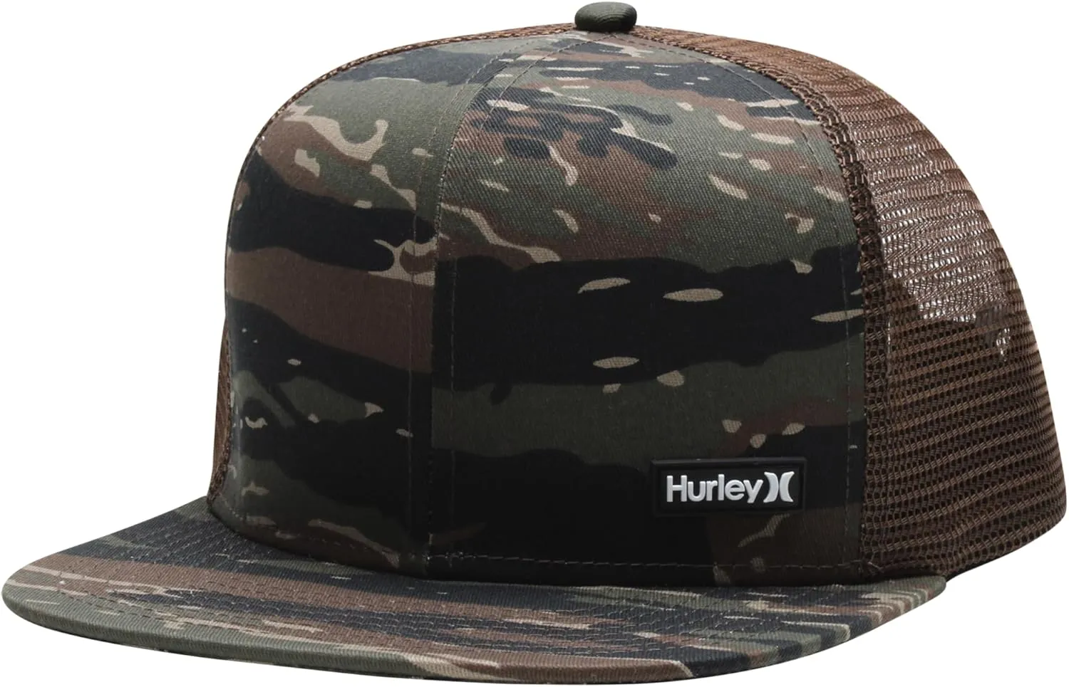 Hurley Men's Caps - Flat Brim Mesh Panel Baseball Cap Trucker Hat - Snap Back Hats for Men