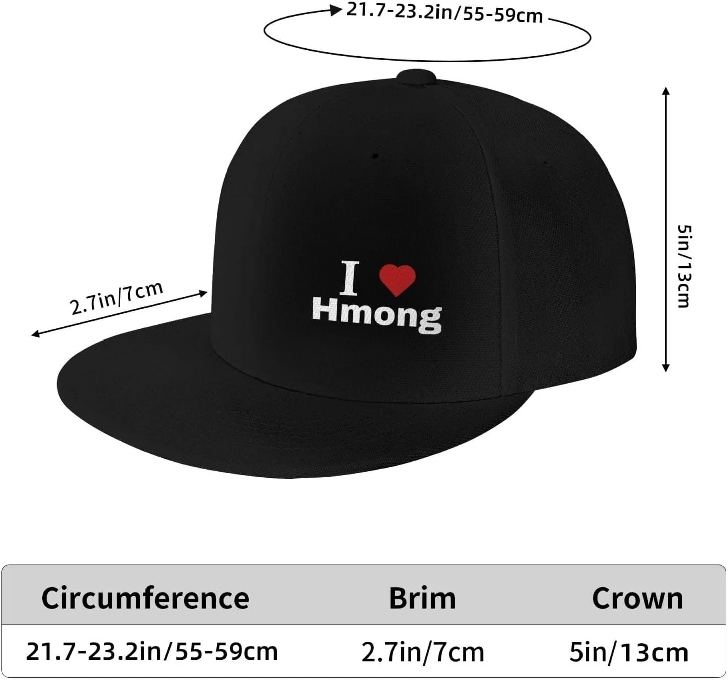 I Love Hmong Snapback Hats for Men Women Baseball Cap Flat Bill Brim Hat