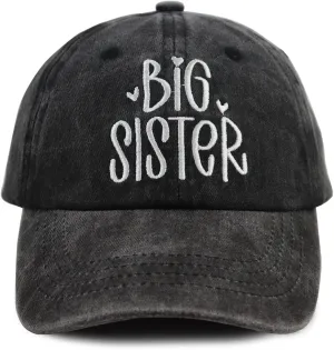 KKMKSHHG Big Sister Hats for Girls Age 3-10 Years Old, Funny Adjustable Embroidered Cotton New Big Sister Baseball Cap