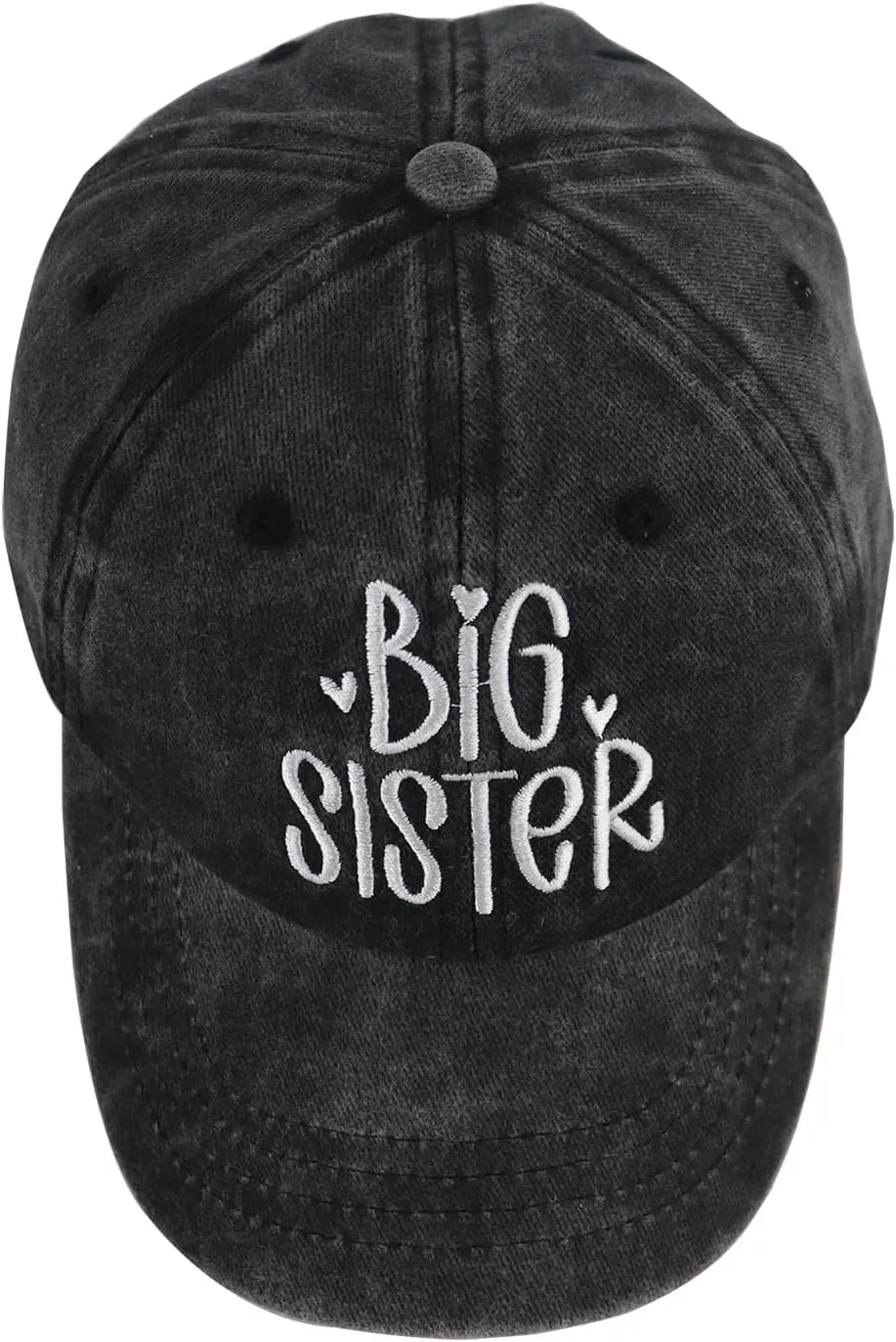 KKMKSHHG Big Sister Hats for Girls Age 3-10 Years Old, Funny Adjustable Embroidered Cotton New Big Sister Baseball Cap
