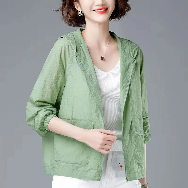Korean Fashion New Summer Casaco Feminino Hooded Jacket