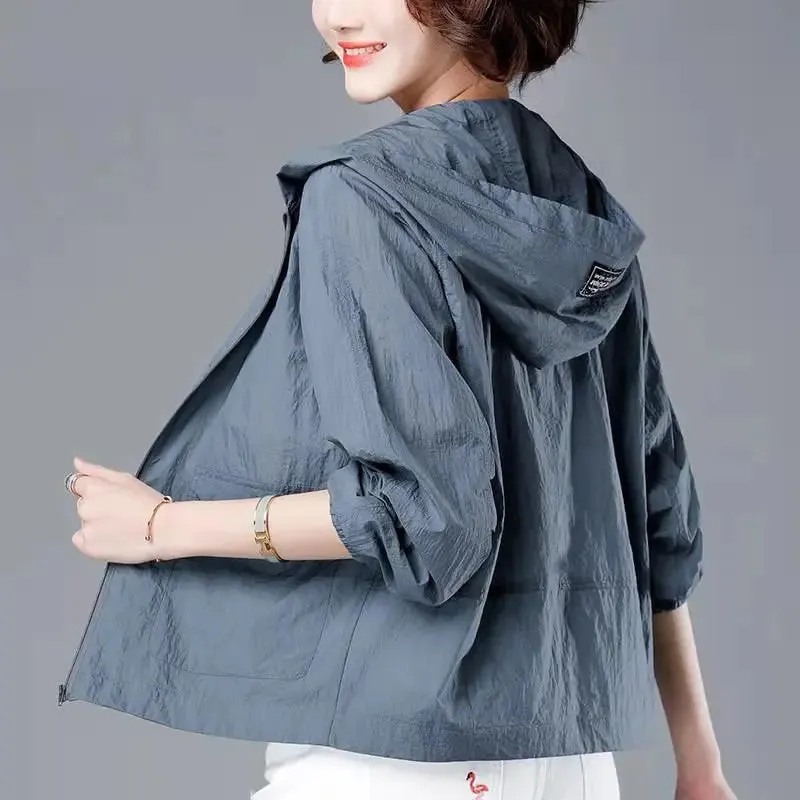 Korean Fashion New Summer Casaco Feminino Hooded Jacket
