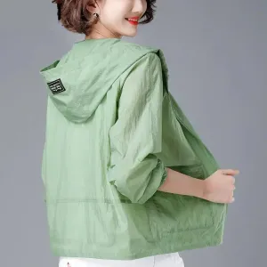 Korean Fashion New Summer Casaco Feminino Hooded Jacket