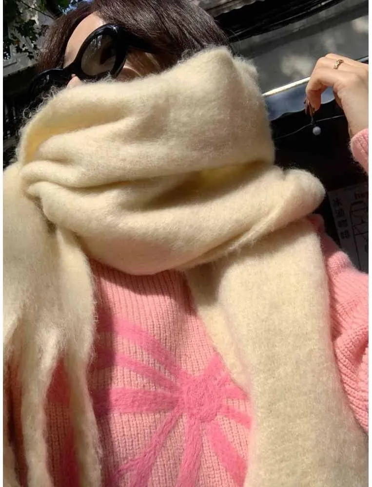 Large Chunky Scarf Oversized Fluffy Scarves Blanket Big Wool Thick Winter Warm