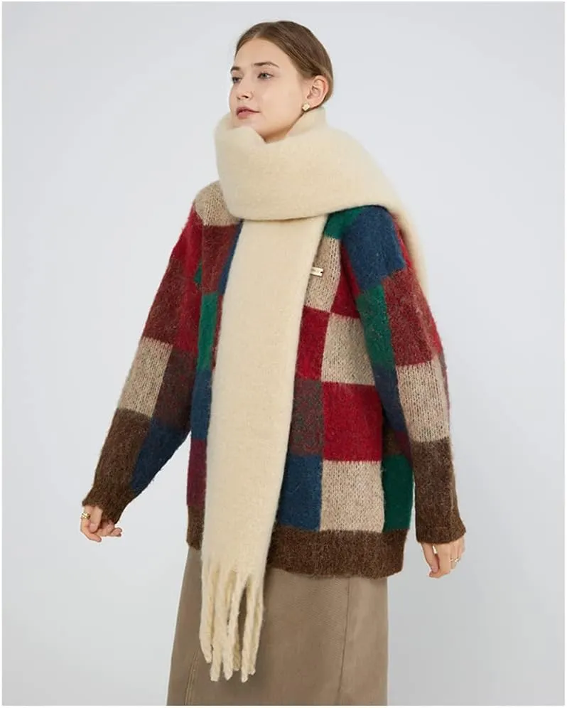 Large Chunky Scarf Oversized Fluffy Scarves Blanket Big Wool Thick Winter Warm