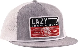 Lazy J Ranch Country Baseball Cap Western Baseball Hat, Heather Grey & White Red Producer Classic Rope Trucker Hat