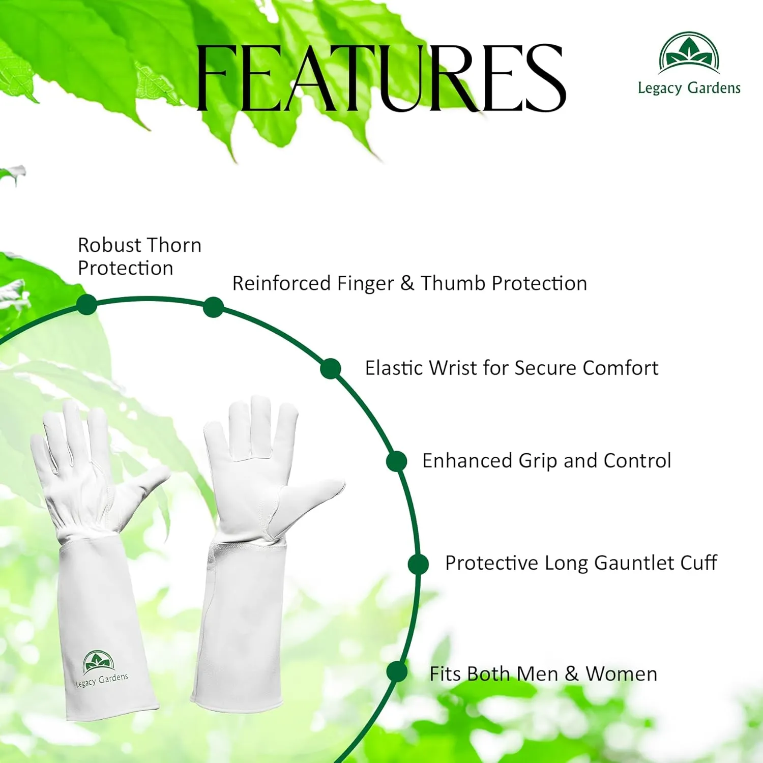 Leather Gardening Gloves for Women and Men| Thorn and Cut Proof Garden Work Gloves with Long Heavy-Duty Gauntlet | Suitable For Thorny Bushes Cacti Rose Pruning Landscaping Work- Large