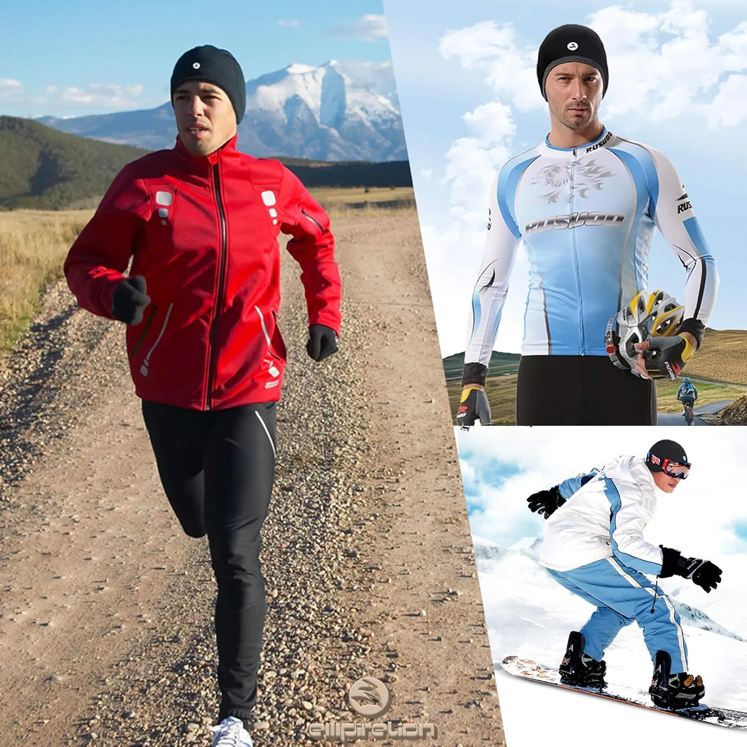 Lightweight Thermal Skull Cap Ears Warm Cycling Helmet Liner Winter Running Beanie Hats Sweat Wicking