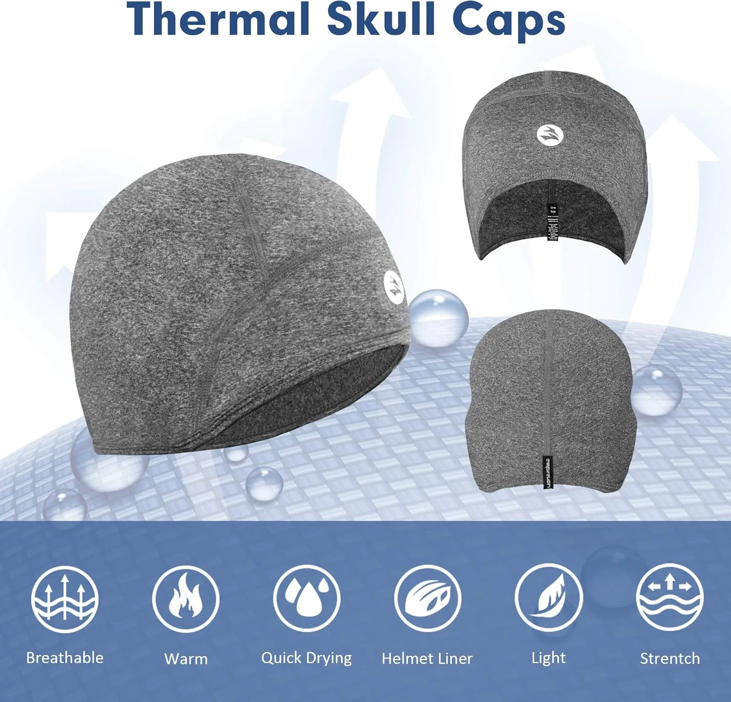 Lightweight Thermal Skull Cap Ears Warm Cycling Helmet Liner Winter Running Beanie Hats Sweat Wicking
