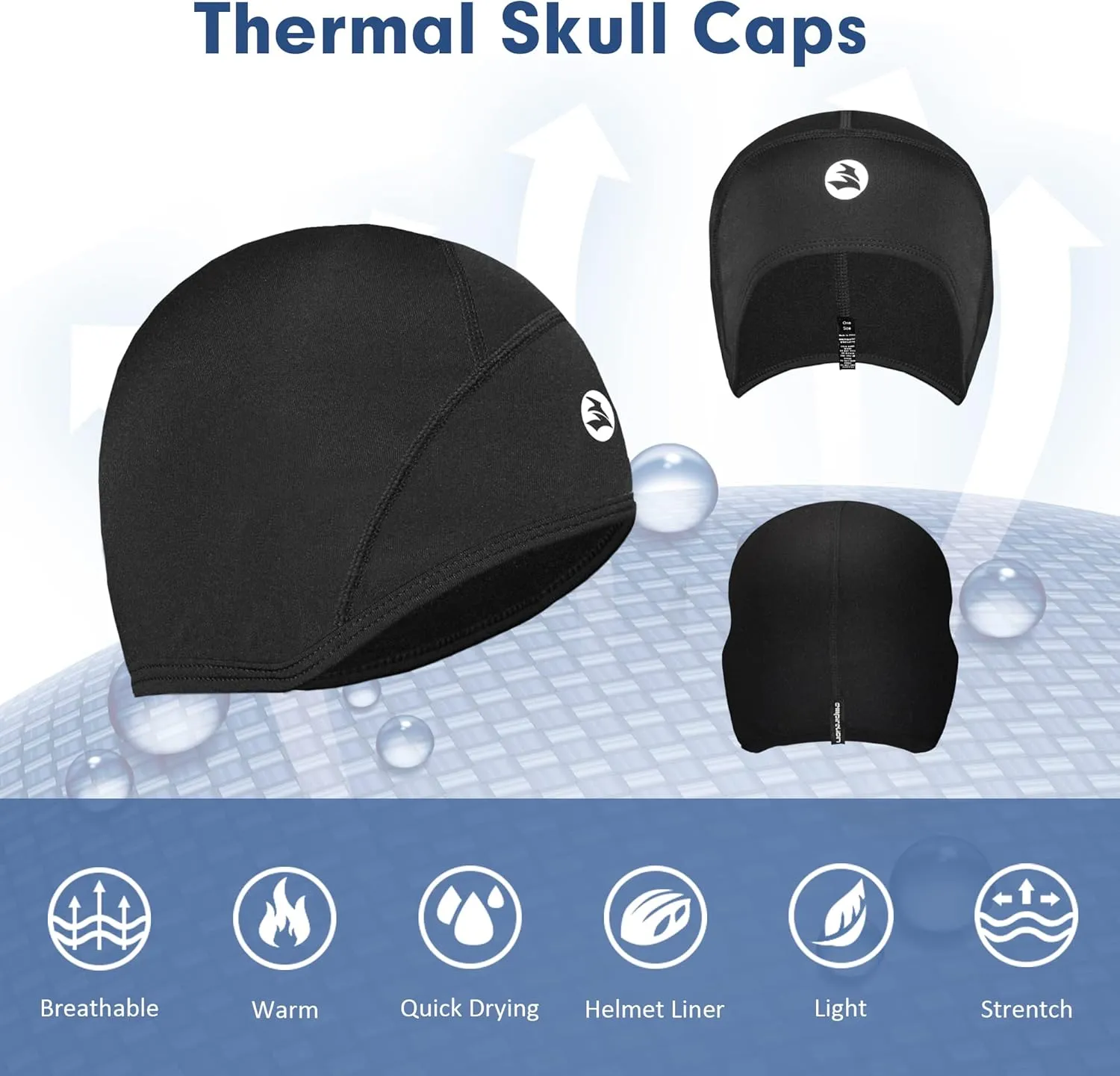 Lightweight Thermal Skull Cap Ears Warm Cycling Helmet Liner Winter Running Beanie Hats Sweat Wicking