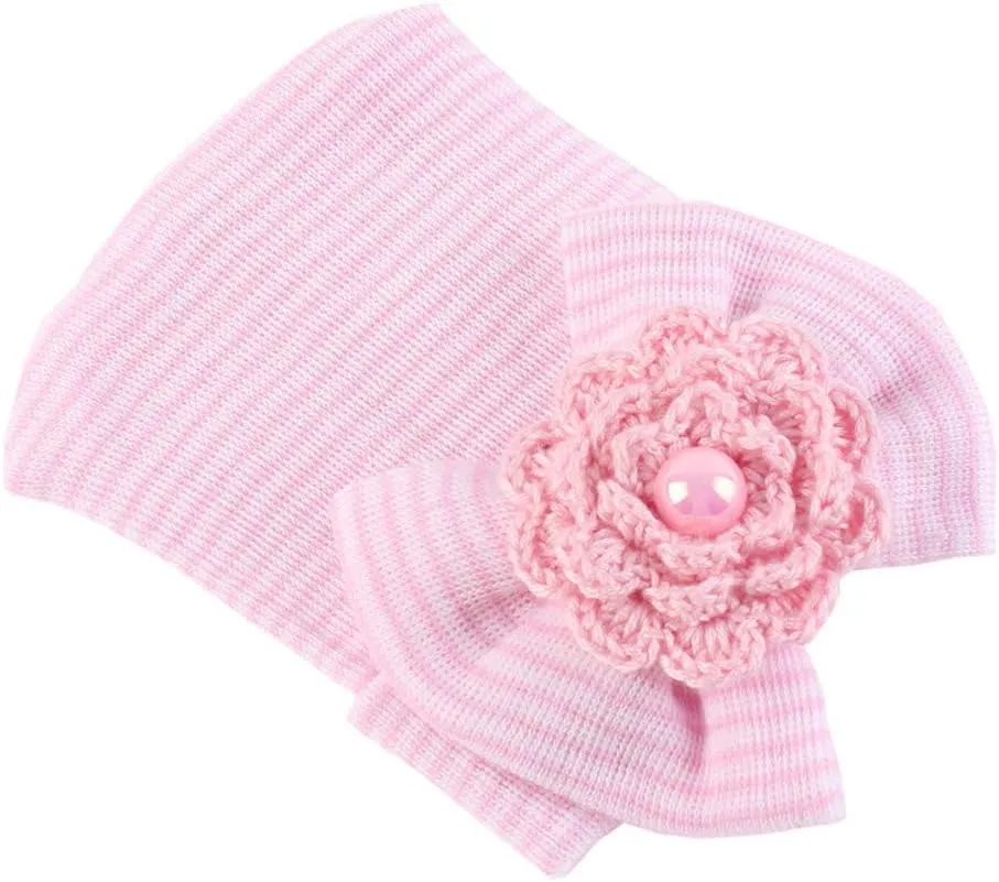 Newborn Babies Headwrap Hat Infant Toddler Cotton Soft Cute Nursery Beanie Headbands Top Bowknot Cap