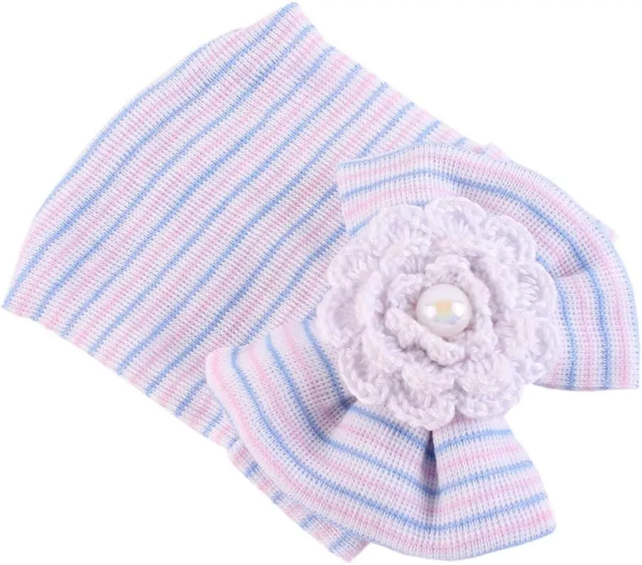 Newborn Babies Headwrap Hat Infant Toddler Cotton Soft Cute Nursery Beanie Headbands Top Bowknot Cap