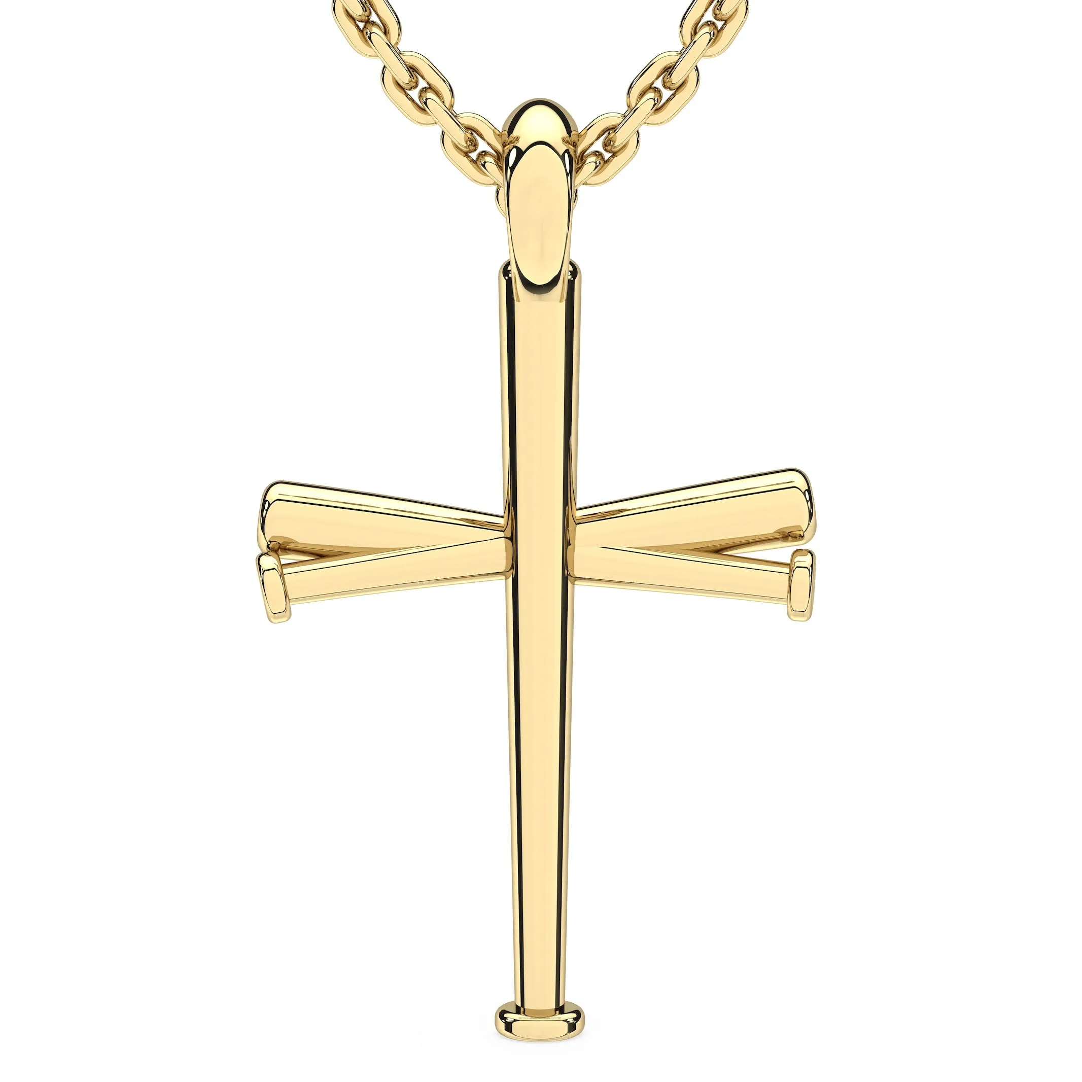 Original Baseball Bat Cross Necklace | Gold Stainless Steel