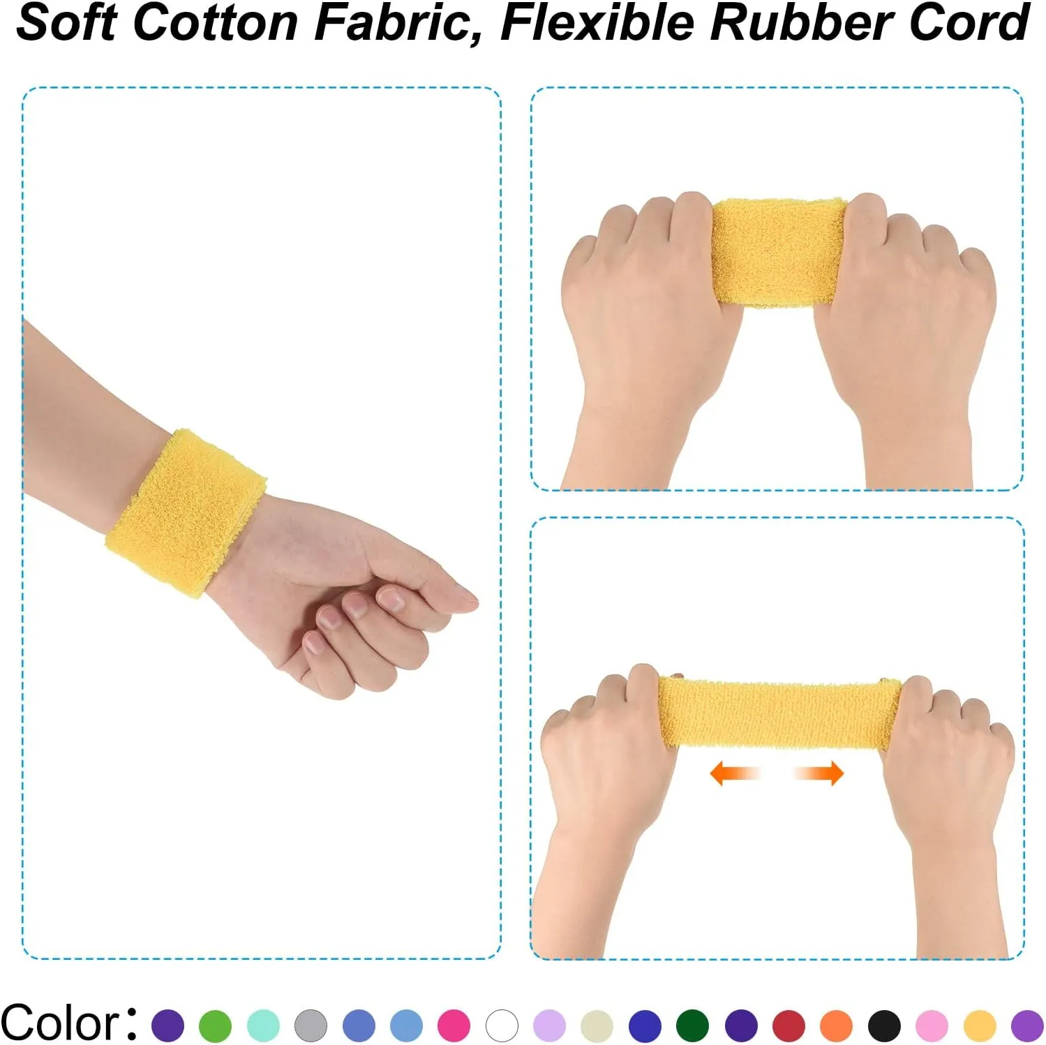 PATIKIL Sports Wristbands Cotton Terry Cloth Absorbent Sweatband for Tennis Basketball Working Out Athletic Running