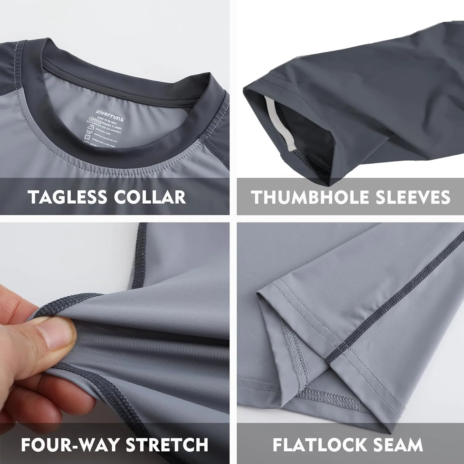 Riverruns Sun Protection Long Sleeve Shirts Rash Guard Shirts Ice-Cool Quick Dry Swim Shirt Fishing Sports Shirt#1013